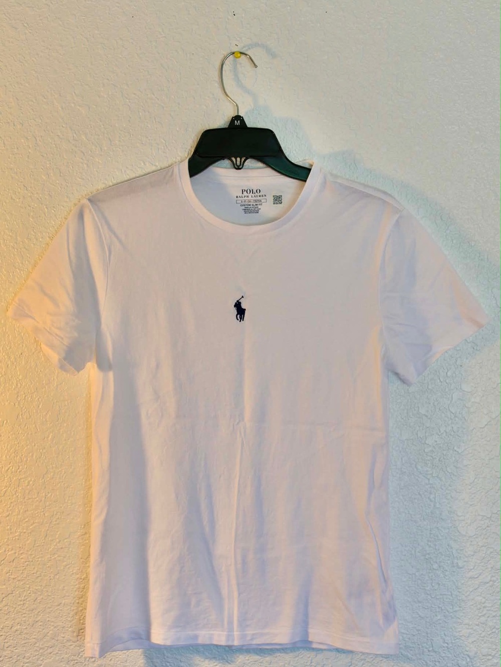 Polo by Ralph Lauren White Crew Neck Tee with Navy Pony Custom Slim Fit size S